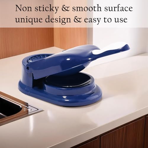 Image of Kuber Industries Pack of 2 Momo & Gujiya Ghughra Dumbling Pressing Machine | 2 in 1 Plastic Kolukattai Maker Mould for Kitchen | Puri, kolukattai, karjikai & Kadabu Maker Mold | Blue