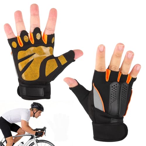 Image of PROBEROS Gym Gloves, Fitness Weightlifting Gloves with Wrist Support, Half Finger Gym Gloves for Men & Women, Padded Anti-Slip Palm Workout Gloves for Weightlifting, Training, Cycling-L