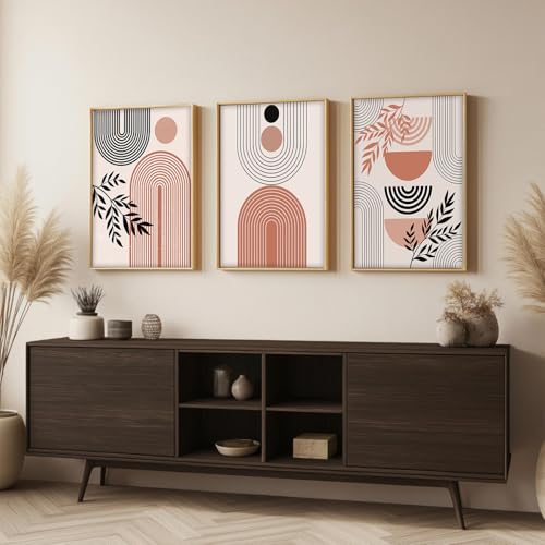 Image of BANGERZ Wall Art Painting Boho Artwork Living Room and Bedroom Frames Decor, Office and Framed Hotel Decoration Big Size Set of 3 (Artwork 4, 13x19 inch)