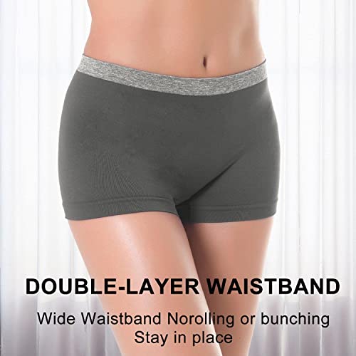 Image of Ruxia Women's Seamless Boyshort Panties Nylon Spandex Underwear Stretch Boxer Briefs Pack of 5