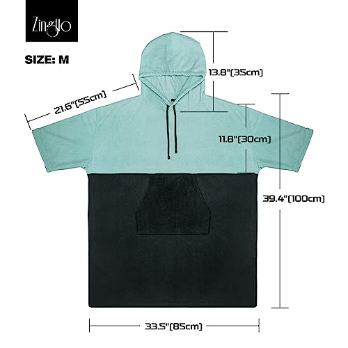 Zingtto Surf Poncho Changing Robe, 3/4 Sleeve Extra Large Thick Hoodie Towel Poncho for Men Women Beach Swimming, 39x31, Black Teal - Image 3