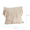 Kaahira Handmade Cotton Macrame Cushion Pillow Cover Boho Home Decor Abstract Pattern 16 x 16 Inch in Off White Color - 1 Pcs (16 x 16) in-250 TC