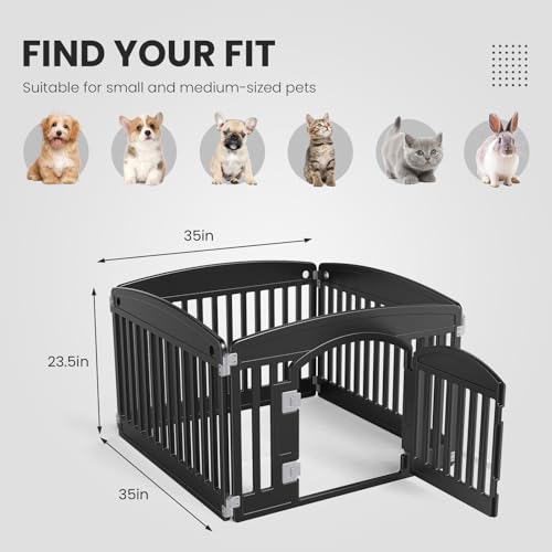 Image of Sweetcrispy Dog Playpen, Plastic Puppy Pet Fence, 4 Panels 24 Inch