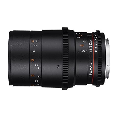 Samyang 100/3,1 Objektiv Makro Video DSLR Canon EF manueller Fokus Videoobjektiv 0,8 Zahnkranz Gear, Makroobjektiv schwarz Cover