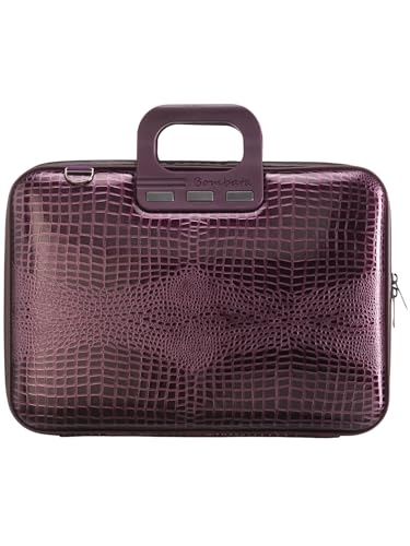 Mallette ordinateur portable Bombata Shiny Cocco prune 15.6-16 pouces avec bandoulière