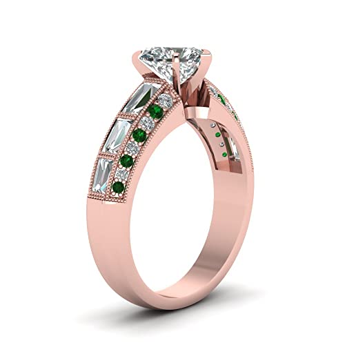 Image of Choose Your Gemstone Edwardian Engagement Ring Rose Gold Plated Heart Shape Vintage Engagement Rings Ornaments Surprise for Wife Symbol of Love Clarity Comfortable US Size 4 to 12