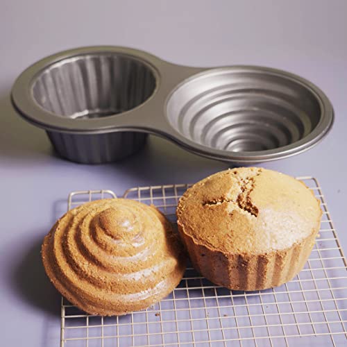 Homow 3D Giant Cupcake Pan, Non-Stick Carbon Steel Jumbo Cupcake Pans, Large Cupcake Mold Ns8-001 (15.35" X 8.07" X 3.23") #TOP3