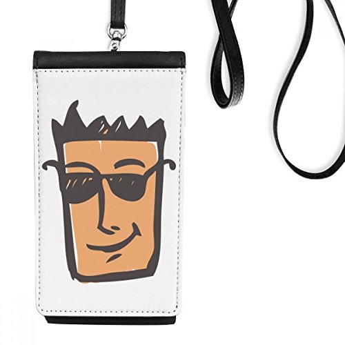 Bourse en cuir suspendu noir pour smartphone et lunettes de soleil design abstrait
