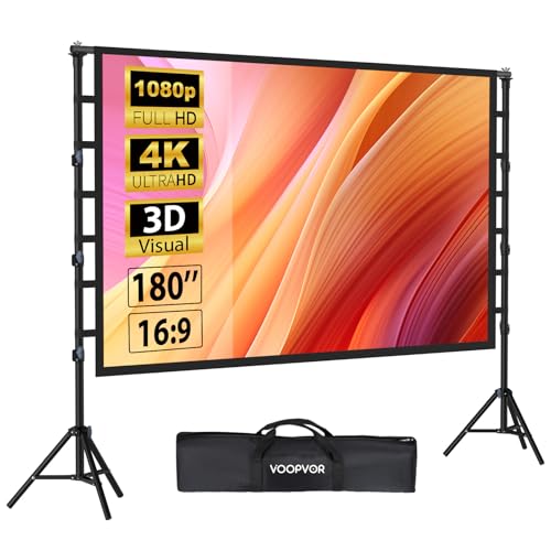 VOOPVOR 180 Inch Outdoor Projector Screen with Stand Portable Movie Screen