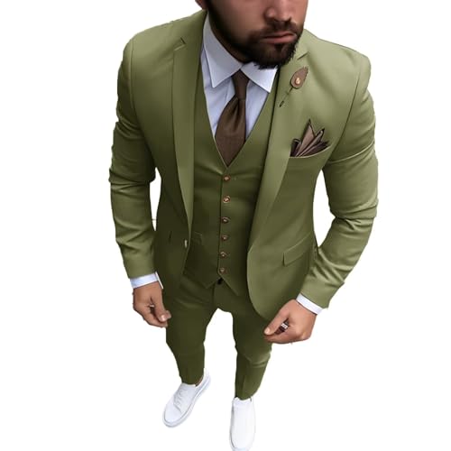 Men's Suit Formal Jacket Pants Vest 3-Piece Set Wedding Tuxedo Groom Slim Fit Blazer Work Clothes4