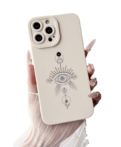 Coque iPhone 13 Pro Max Evil Eye lune étoile blanche crème esthétique