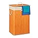 Relaxdays, pomarańczowy kosz na pranie bambusowy, z pokrywką, prostokątny, XL 83 l, składany kosz na pranie, wys. x szer. x gł.: 65,5 x 43,5 x 33,5 cm