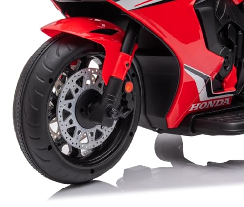 Kinder Elektro Motorrad CBR 1000RR, Kindermotorrad 12V Kinderfahrzeug Elektrofahrzeug mit 2 abnehmbaren Stützrädern für Kinder ab 3 Jahre (Rot) – Bild 5