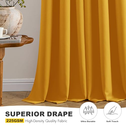 Image of MIULEE Blackout Curtains for Bedroom Living Room 2 Panels, Thermal Insulated Room Darkening Drapes Grommet Noise Reducing Light Blocking Window Treatments 54 Inches Long 40x54 Inch Mustard Yellow