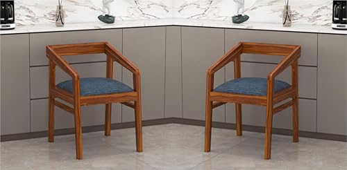 Image of SUNCOM Solid Sheesham Wood Chair Set of 2 for Living Room | Wooden Dining Chair | Home Dining Room Furniture (Natural Finish, 2 Chairs)