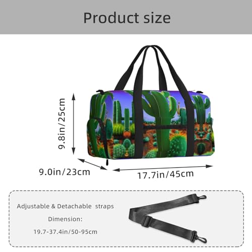 Bolsa de equipaje deportiva cruzada con asas y estampado de cactus 3