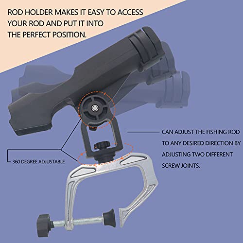 Fishing Rod Holders 2 Pack Boat Canoe Folding Holder 360° Adjustable Large Clamp Opening Fishing Rod Racks Mount On Horizontal Or Vertical Side #TOP3