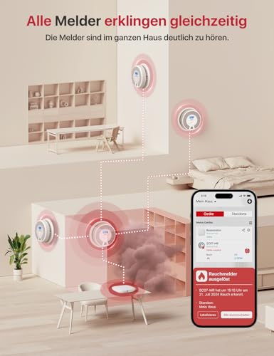 X-Sense WLAN Rauch- und Kohlenmonoxid Melder SC07-MR, Smart Vernetzter CO Melder, mit X-Sense Home Security-App… – Ansicht 3