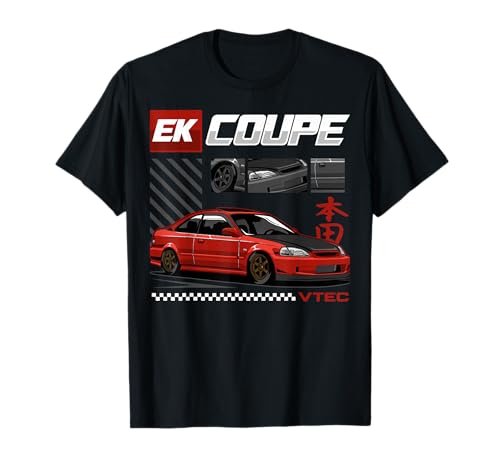 Civic EK Coupe Type R Japanese Car T-Shirt, Small, Black