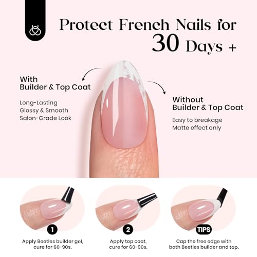 Image of Beetles Summer Press On Nails 210 Pcs 7 Colors, French Tip Nails Short Square Classic Fake Nail Tips, Rainbow Soft Gel Nails False Nails Art DIY For Women