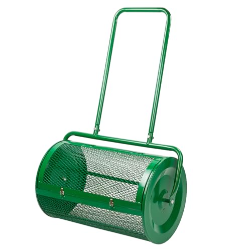 KCT 27 Inch Garden Lawn Compost Roller Spreader Top Dressing 76L Peat Moss Topsoil Fertiliser Spread