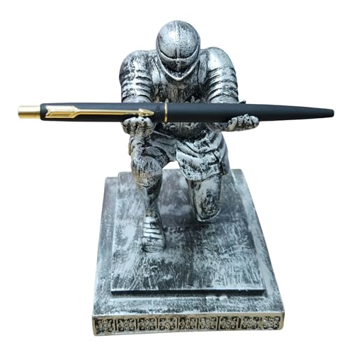 Image of ARNAVIRA Silver Antique Finish Warrior Knight Pen Holder /Soldier Pen Holder Pen Stand, Paperweight For office Table Desk, Table Top Pen Stand (Pen Not Included) (Silver Antique, The Knight /Soldier)