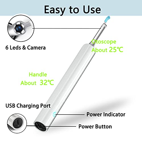 Ear Wax Removal Cleaner, Earwax Remover Tools, Ear Scope, With 1080P Fhd Camera, 6 Led Lights, Wireless Connected, Compatible With Iphone, Ipad, Android Smart Phones & Tablets(White) #TOP5