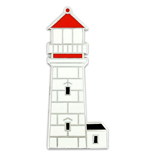 PinMart's White Brick Lighthouse Nautical Enamel Lapel Pin - 1 Piece