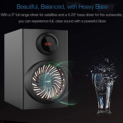 Image of F&D F190X 2.1 Channel Multi Media Speakers (Black) | Wireless Bluetooth Speakers | Subwoofer Satellite Speakers, LED Display, USB, SD Card | Home Theatre | Speaker for Laptop, Pc & Mobile