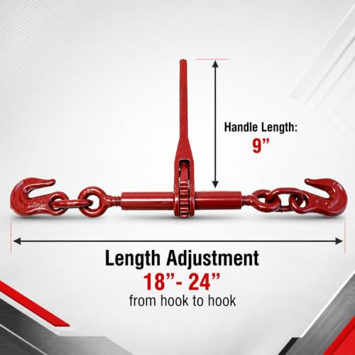 Image of BXRTool US Chain Load Binder with Forged Grab Hooks inch - 5 /16 inch -10 Pack - Heavy Duty - Chain Binder Tie Down - 2,600lbs WLL