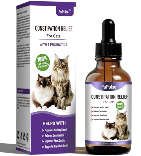 PuPulse Cat Constipation Relief Constipation Relief for Cat Cat Laxative Constipation Relief 100% Natural Cat Laxative with Probiotics Cat Stool Softener Promotes Digestive Health - 2 fl oz