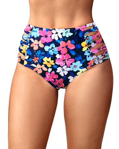 Image of Holipick Women High Waisted Bikini Bottoms Tummy Control Swimsuit Bottoms Strappy Swim Bottom