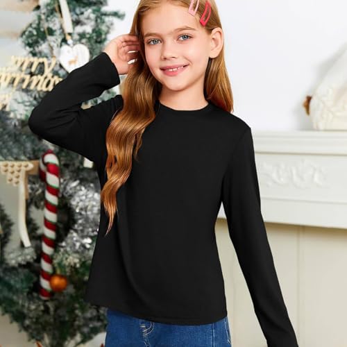 Girls Long Sleeve Fall Shirt Layering Crewneck Soft Pullover Shirts Autumn Clothes Comfy Lightweight Simple Kids Tops4