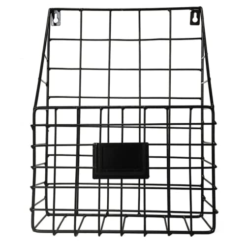 Youyijia Modern Metal Magazine Rack 30 * 25 * 10cm Wear Resistant Wall Storage Baskets for Organizing Mail To Storing Wall Mounted Post Storage Rack Black