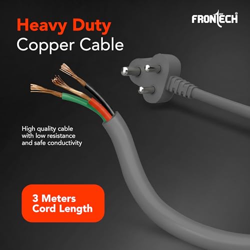Image of FRONTECH Power Extension Socket | 2500W Heavy Duty Extension Board with 4 Universal Sockets, 3 USB-A + 1 USB-C Ports, Individual Switches, 3 Meter Copper Cable | 1 Year Warranty (FT-3566)
