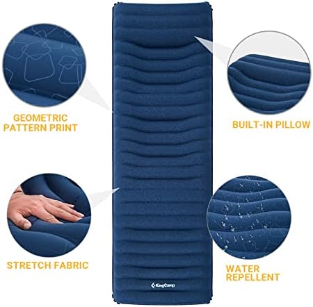 KingCamp Camping Mat Anti-rollover Inflatable Air Beds Ergonomic Compact Comfortable Sleeping Pad Elastic Camping Hiking Outdoor