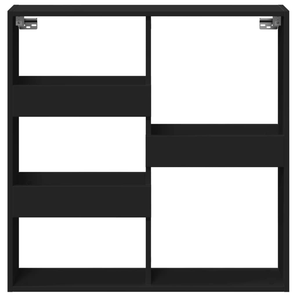 Armario de pared, negro, 80 x 15 x 80 cm, material madera, estantería de pared para dormitorio, baño, estantería de pared, armario de pared que ahorra espacio, almacenamiento de baño fácil