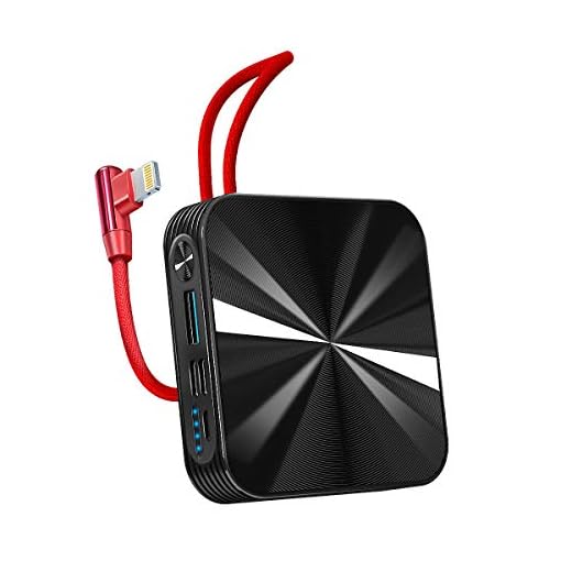 Portable Charger 10000mAh Power Bank,KONFULON iPhone Charger,Ultra Compact Backup Battery with Built in Cable Compatible with iPhone 11/XS/XR/X/8/8P/7/6/6S