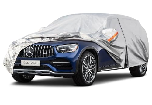 Image of Kayme 6 Layers SUV Car Cover Custom Fit for Mercedes Benz GLC300 GLC350e GLC43 63(2016-2025) Waterproof All Weather for Automobiles, Outdoor Full Cover Rain Sun UV Protection.Silver