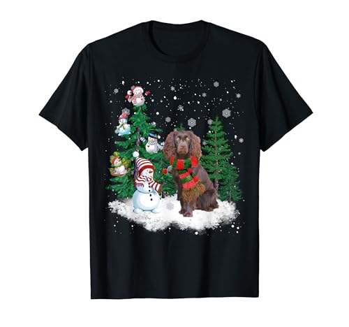 Boykin Spaniel Dog Christmas Snowman Xmas Tree Pajama T-Shirt