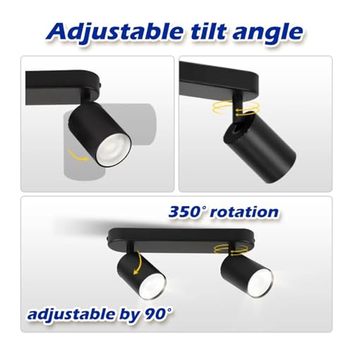 Foco de pared con riel flexible GU10 de 2 focos orientables en color negro mate para interior 3