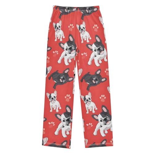 French Bulldog Red Pajama Pants Pantalones de pijama para niños