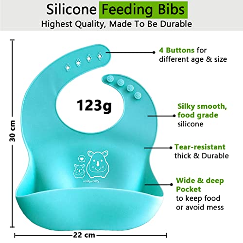 a-baby-cherry-Baby-Bib-21st-Century-Bib-Waterproof-Silicone-Bib-for-Feeding-Infants-and-Toddlers-6M-to-5-Yr-Comfortable-Soft-Waterproof-Bibs-Set-of-1-Turquoise