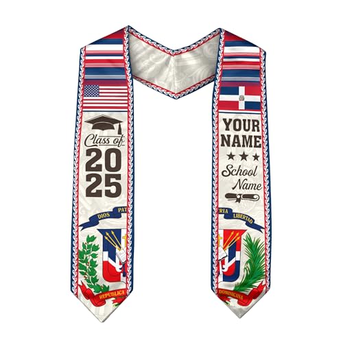 Yupify Dominicans Graduation Sash, Dominican Graduation Stole Custom, Personalized Dominicans American Flag Graduation Sash 15, Small