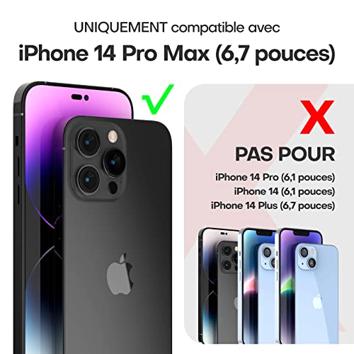 Coque iPhone 14 Pro Max noire antichoc TAURI Defender avec double verre trempé