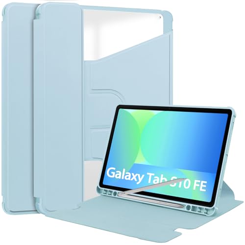 Coque Galaxy Tab S10 FE YRH avec support rotatif 360 bleu ciel