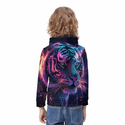 Sweat à capuche Cyber Tiger ado idéal pour le collège et le skatepark
