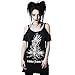 Produktbild Gothic Kleid Damen Steampunk T-Shirt Kleid Piebo Kurzarm Schulterfrei Lolita Kleid Vintage Punk Kleid Cocktailkleid Sommer Minikleid Strandkleider Karneval Kostüm Cosplay Party Come from (L, Schwarz)