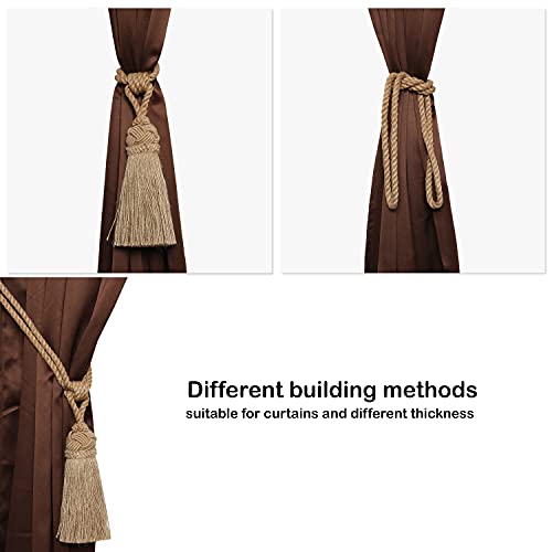 MALANOV 2 Pack Curtain Tassel Tiebacks, Strong Heavy Handmade Natural Jute Rope Drapery TieBacks, Decorative Holdbacks Holders for Window Sheer and Blackout Panels - Image 5