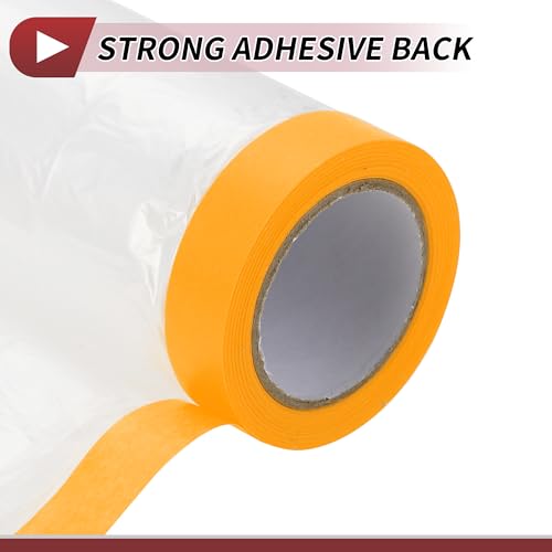 Image of 1 Pcs for Wall Covering Frames Cars Auto Body Paint Supplies Pre-Taped Masking Film Plastic Cover 1000x180cm / 32.81ftx70.87 inch White Orange PE Film